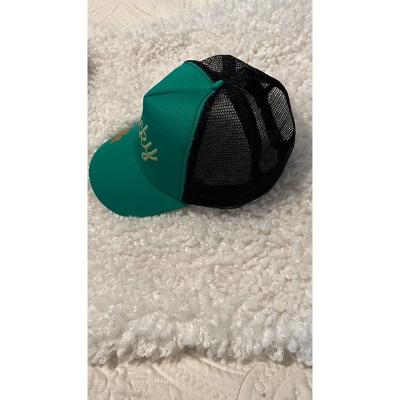 Lucky Green Baseball Cap with Shamrock on the Visor and Mesh back. Adjustble - Picture 6 of 10